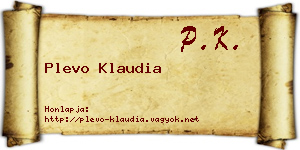 Plevo Klaudia névjegykártya